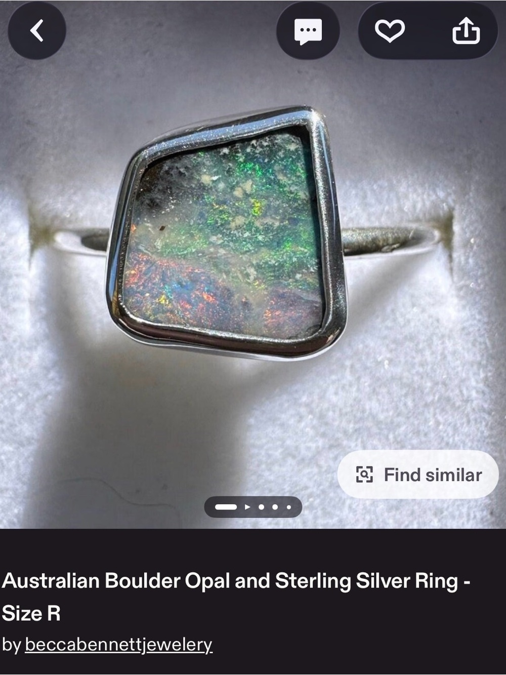 Australia Boulder Opal Ring - Picture 5 of 6